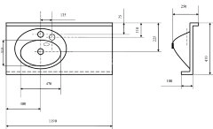 Раковина - столешница AQUATON Отель1200, белая (1A70093NOT01L)