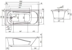 Ванна пристенная Loranto Арктика 1500х700, ABS пластик, белая (CS00036341)