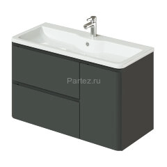 Комплект Itana тумба с раковиной подвесная Roberto 100 с выдвижными ящиками, графит (CS00091330)