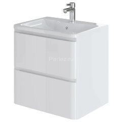 Комплект тумба Итана Roberto 60 (597х454х606) подвесная, с раковиной Adel 60/Adelina 60, белый гляне