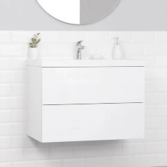 Комплект тумба Итана ICON 80 (800х451х588) подвесная, с раковиной CLARISSA 80, белый глянец (CS00090