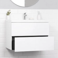 Комплект тумба Итана ICON 80 (800х451х588) подвесная, с раковиной CLARISSA 80, белый глянец (CS00090