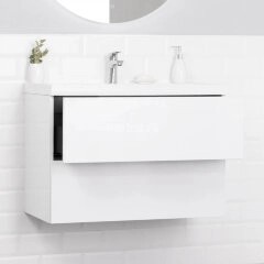 Комплект тумба Итана ICON 80 (800х451х588) подвесная, с раковиной CLARISSA 80, белый глянец (CS00090